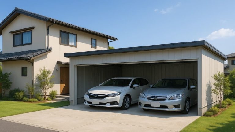 新居浜市の住宅に施工された車庫ガレージのイメージ