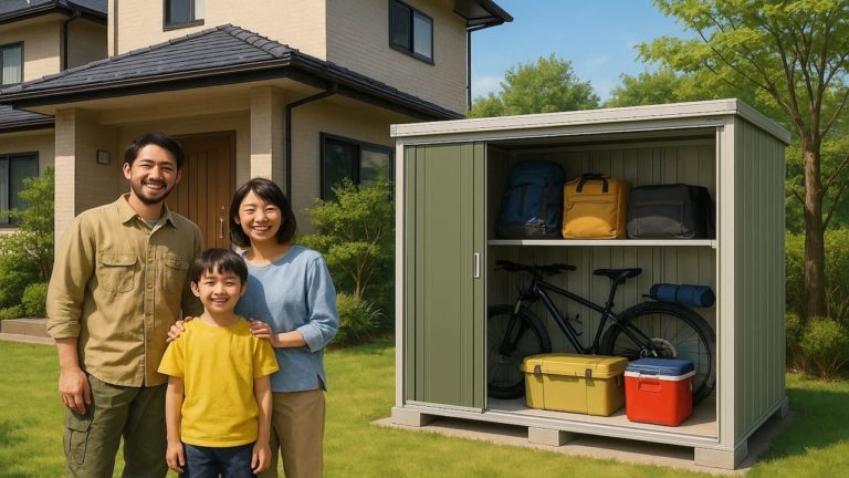 新居浜市の住宅に施工された屋外用物置イメージ