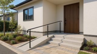 新座市の戸建て外構に施工された玄関アプローチのイメージ