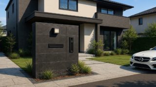 新座市の戸建て外構に施工された門柱のイメージ