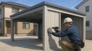 西宮市の住宅に施工された車庫ガレージのイメージ