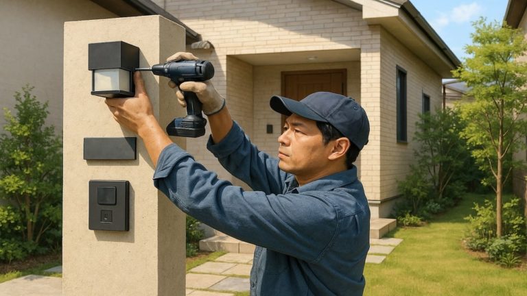 西宮市の戸建て外構に施工された門柱のイメージ