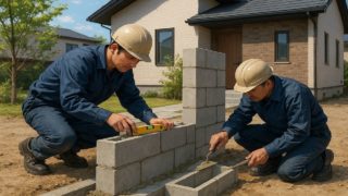 西尾市の戸建て外構に施工された門柱のイメージ