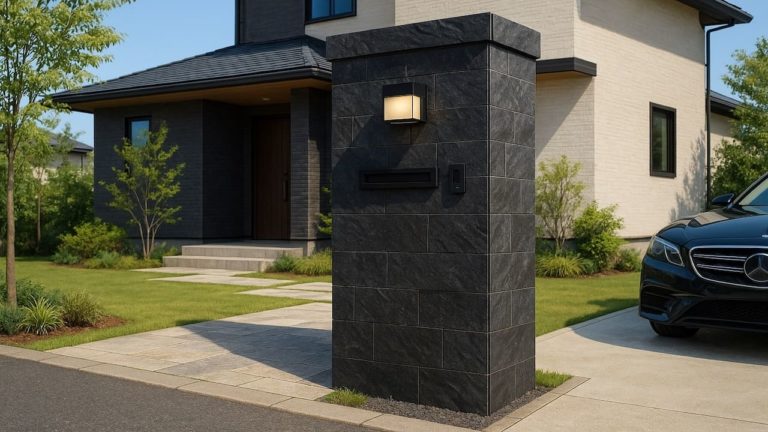 日進市の戸建て外構に施工された門柱のイメージ