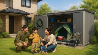 日進市の住宅に施工された屋外用物置イメージ