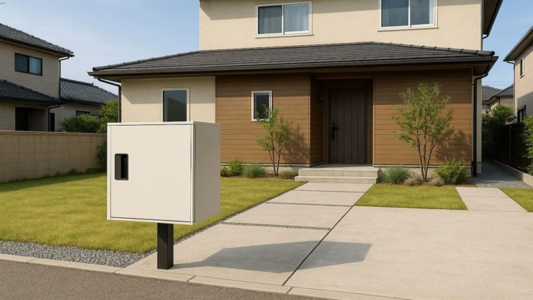 延岡市の戸建て外構に施工された宅配ボックスのイメージ