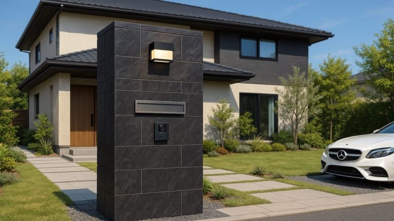 延岡市の戸建て外構に施工された門柱のイメージ