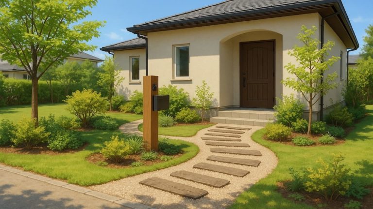 沼津市の戸建て外構に施工された玄関アプローチのイメージ