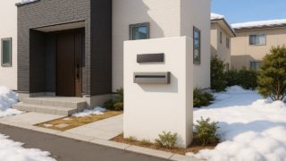 帯広市の戸建て外構に施工された門柱のイメージ