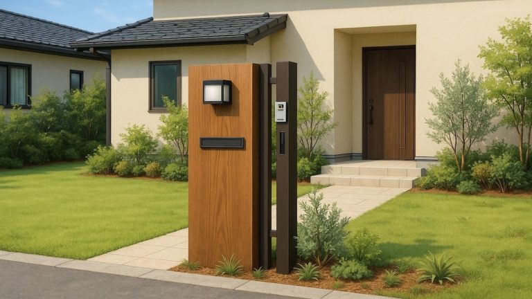 大垣市の戸建て外構に施工された門柱のイメージ