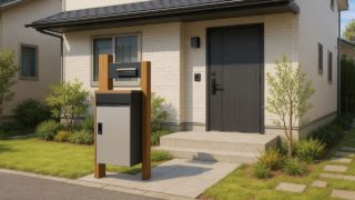 岡山県の戸建て外構に施工された宅配ボックスのイメージ