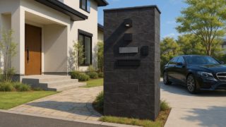 【岡崎市】門柱の工事費用|口コミでわかる良い業者の特徴 岡崎市の戸建て外構に施工された門柱のイメージ