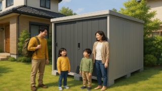 【岡崎市】物置をおしゃれに設置|格安工事の依頼方法 岡崎市の住宅に施工された屋外用物置イメージ