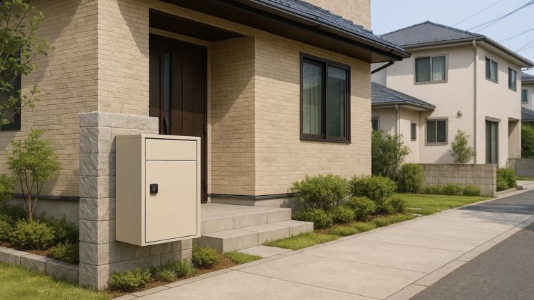 青梅市の戸建て外構に施工された宅配ボックスのイメージ