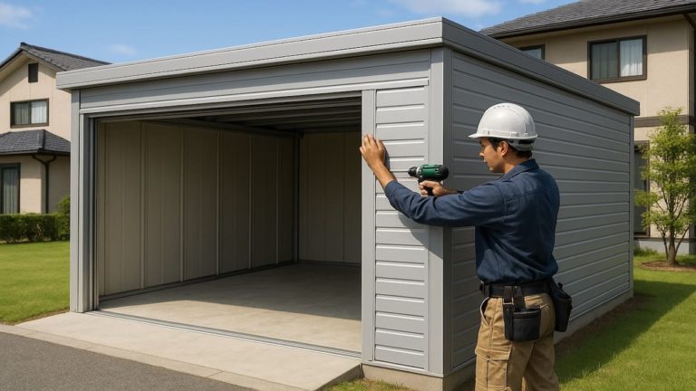 青梅市の住宅に施工された車庫ガレージのイメージ