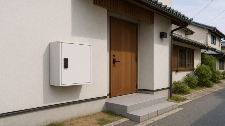 尾道市の戸建て外構に施工された宅配ボックスのイメージ