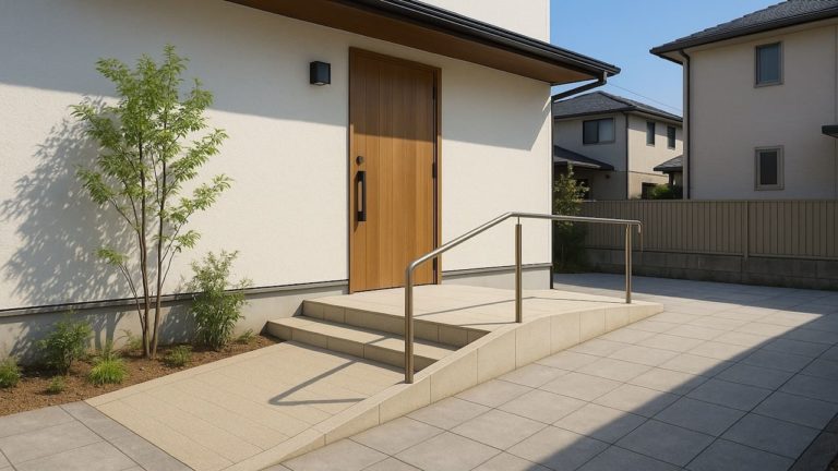 大阪府の戸建て外構に施工された玄関アプローチのイメージ