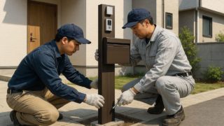 大阪府の戸建て外構に施工された門柱のイメージ