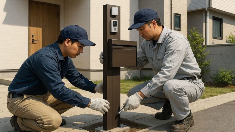 大阪府の戸建て外構に施工された門柱のイメージ