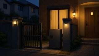 【大田区】宅配ボックスの価格帯|門柱との一体感を高めるコツ 大田区の戸建て外構に施工された宅配ボックスのイメージ