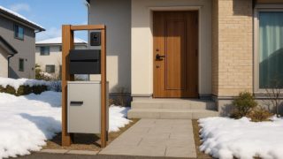 小樽市の戸建て外構に施工された宅配ボックスのイメージ