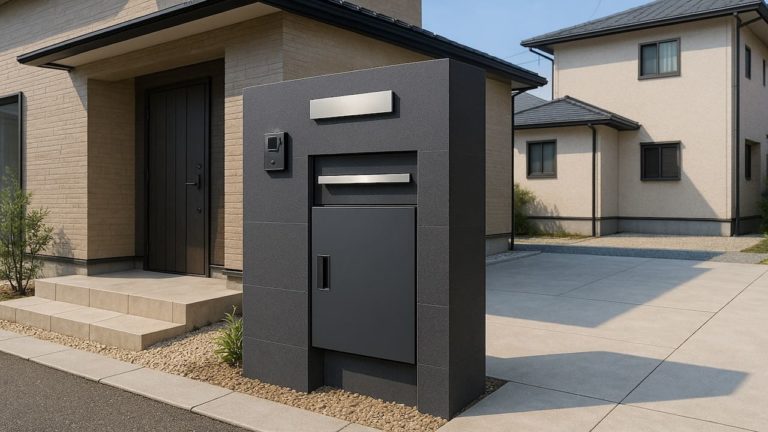大津市の戸建て外構に施工された宅配ボックスのイメージ