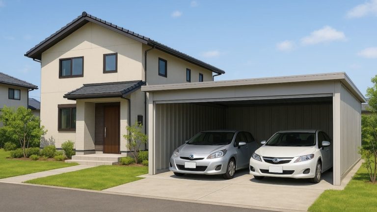 小山市の住宅に施工された車庫ガレージのイメージ