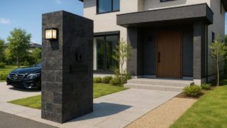 佐賀県の戸建て外構に施工された門柱のイメージ