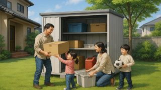 【佐賀県】物置設置で失敗しないための費用と工事の考え方 佐賀県の住宅に施工された屋外用物置イメージ