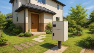 【埼玉県】宅配ボックスの予算ライン|暮らしがラクになる導入効果 埼玉県の戸建て外構に施工された宅配ボックスのイメージ