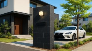 【埼玉県】門柱の費用ライン|サイズ選びで失敗しないコツ 埼玉県の戸建て外構に施工された門柱のイメージ
