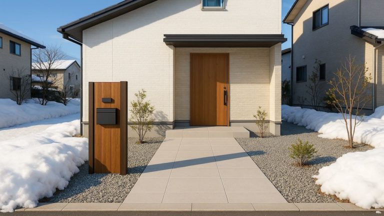 坂井市の戸建て外構に施工された玄関アプローチのイメージ