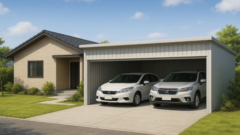 坂井市の住宅に施工された車庫ガレージのイメージ