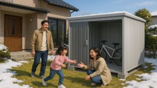 坂井市の住宅に施工された屋外用物置イメージ