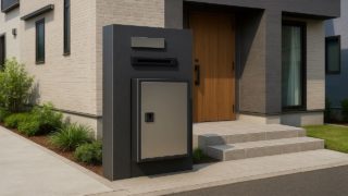 堺市の戸建て外構に施工された宅配ボックスのイメージ