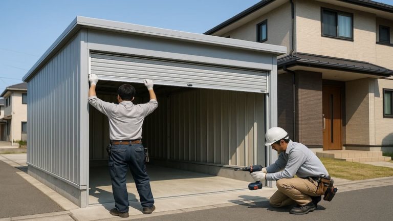 堺市の住宅に施工された車庫ガレージのイメージ