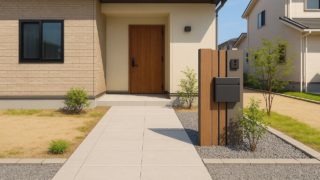 佐久市の戸建て外構に施工された玄関アプローチのイメージ