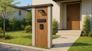 【佐久市】門柱の見積もり費用|設置で得られる安心感 佐久市の戸建て外構に施工された門柱のイメージ