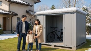 佐久市の住宅に施工された屋外用物置イメージ