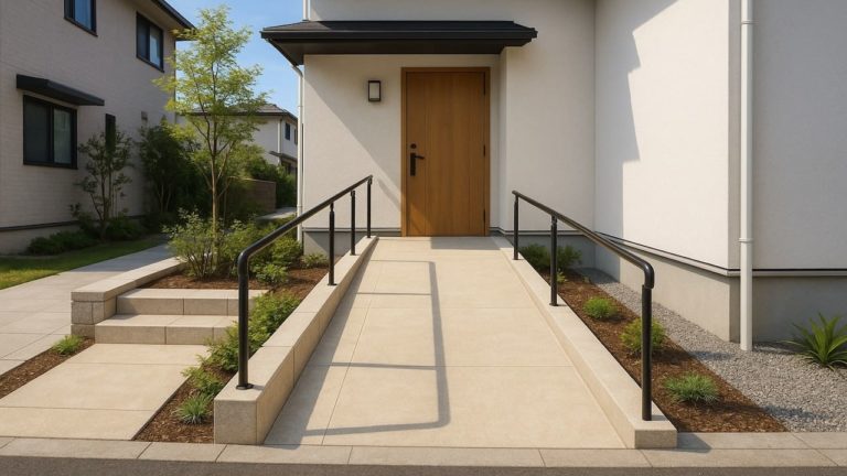 佐倉市の戸建て外構に施工された玄関アプローチのイメージ