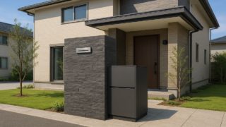 佐倉市の戸建て外構に施工された宅配ボックスのイメージ