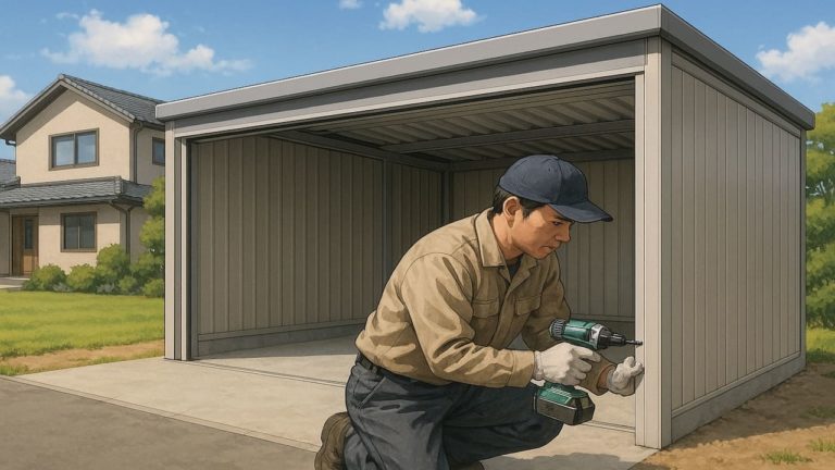 三田市の住宅に施工された車庫ガレージのイメージ