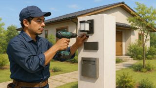 【三田市】門柱の工事相場|デザインと費用のちょうどいいバランス 三田市の戸建て外構に施工された門柱のイメージ