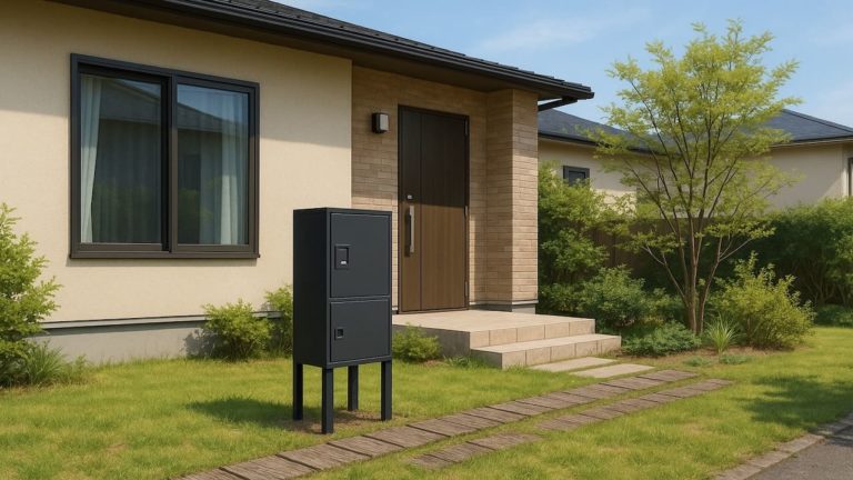 佐野市の戸建て外構に施工された宅配ボックスのイメージ