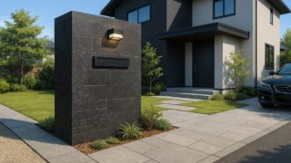 佐野市の戸建て外構に施工された門柱のイメージ