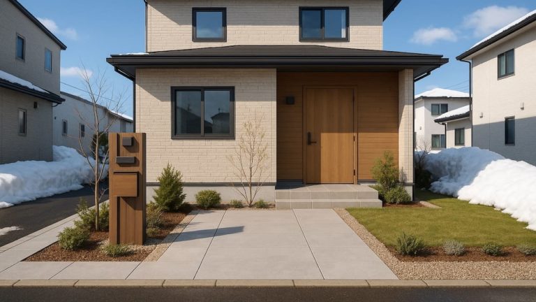 札幌市の戸建て外構に施工された玄関アプローチのイメージ