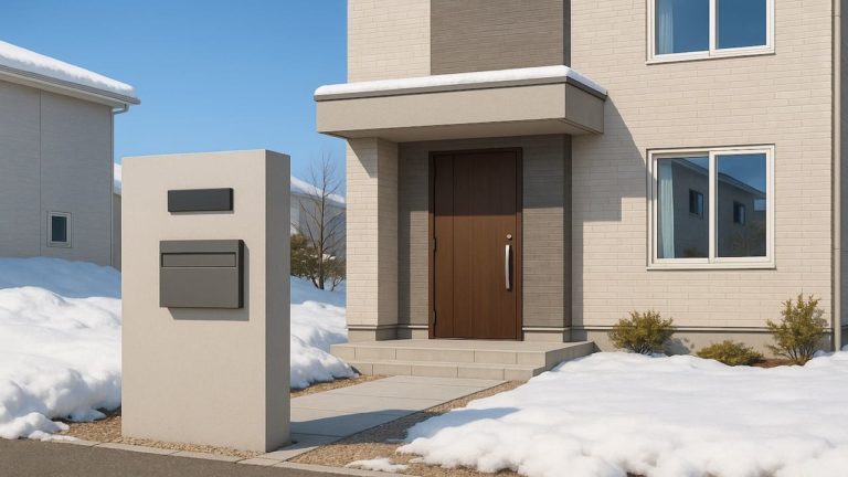 札幌市の戸建て外構に施工された門柱のイメージ