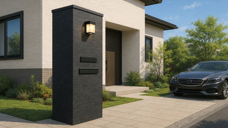 佐世保市の戸建て外構に施工された門柱のイメージ