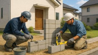 【狭山市】門柱の価格目安|利用者の体験談で分かる満足と後悔 狭山市の戸建て外構に施工された門柱のイメージ