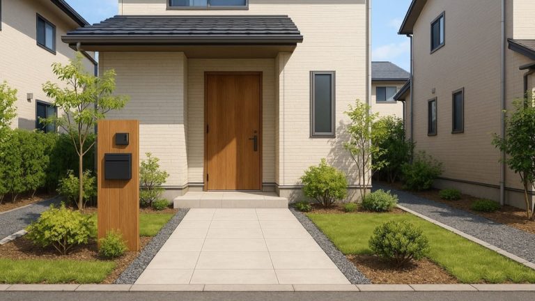 仙台市の戸建て外構に施工された玄関アプローチのイメージ